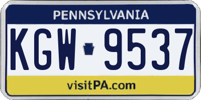 PA license plate KGW9537