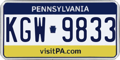 PA license plate KGW9833