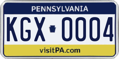 PA license plate KGX0004