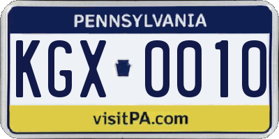 PA license plate KGX0010