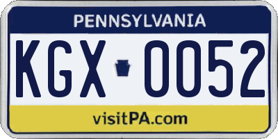 PA license plate KGX0052