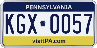 PA license plate KGX0057
