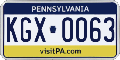 PA license plate KGX0063