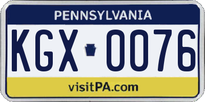 PA license plate KGX0076