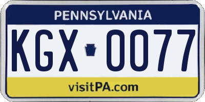 PA license plate KGX0077