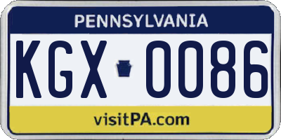 PA license plate KGX0086