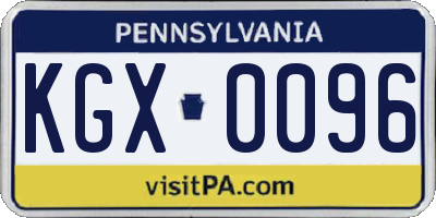 PA license plate KGX0096