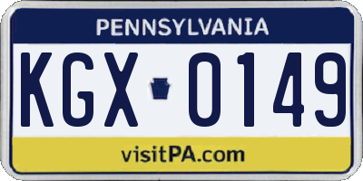 PA license plate KGX0149