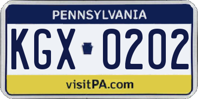 PA license plate KGX0202