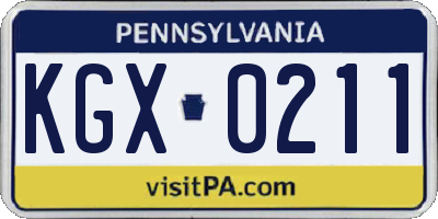 PA license plate KGX0211