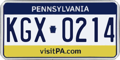 PA license plate KGX0214