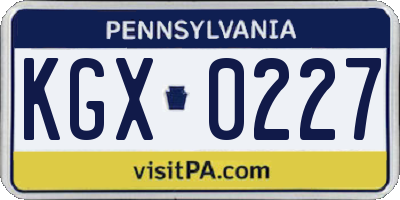 PA license plate KGX0227