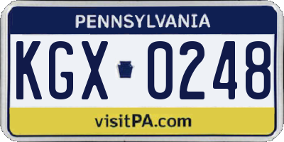 PA license plate KGX0248