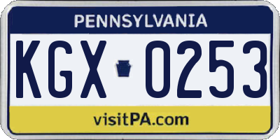 PA license plate KGX0253