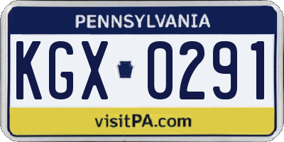 PA license plate KGX0291