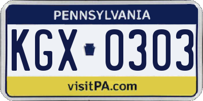 PA license plate KGX0303