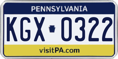 PA license plate KGX0322