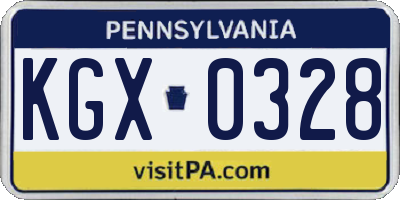 PA license plate KGX0328