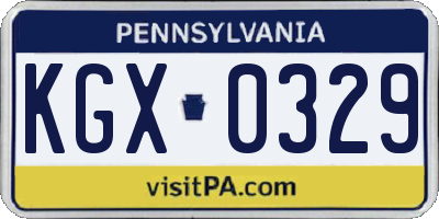 PA license plate KGX0329