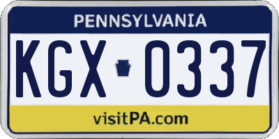 PA license plate KGX0337