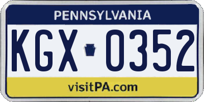 PA license plate KGX0352