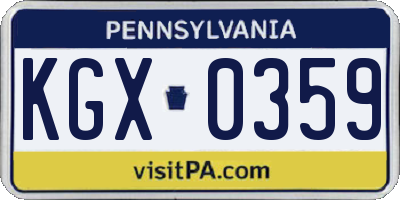 PA license plate KGX0359