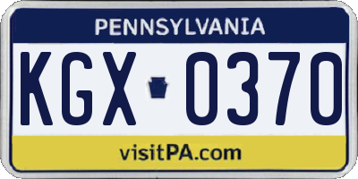 PA license plate KGX0370