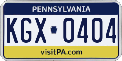 PA license plate KGX0404