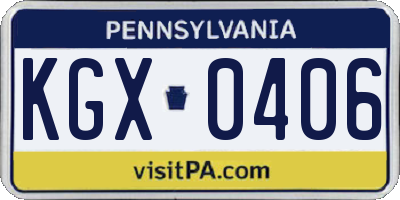 PA license plate KGX0406