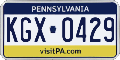 PA license plate KGX0429
