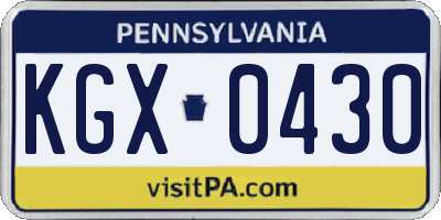 PA license plate KGX0430