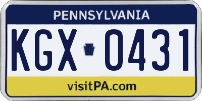 PA license plate KGX0431