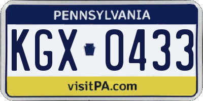 PA license plate KGX0433