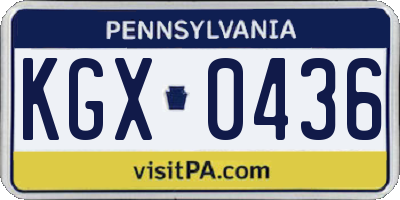 PA license plate KGX0436