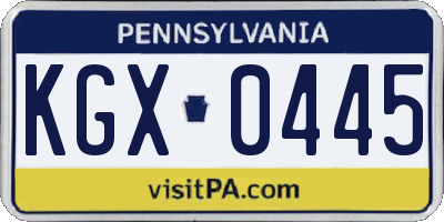 PA license plate KGX0445
