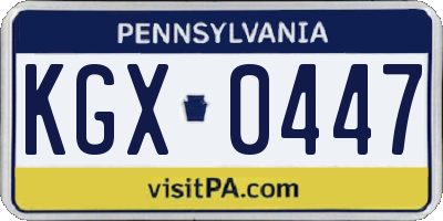 PA license plate KGX0447