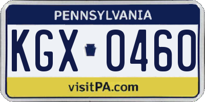 PA license plate KGX0460