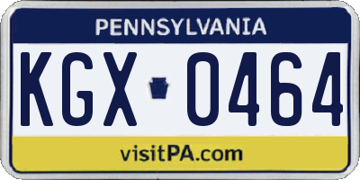 PA license plate KGX0464