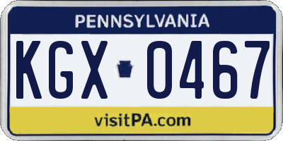 PA license plate KGX0467