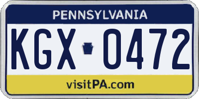 PA license plate KGX0472