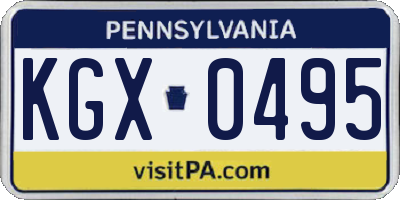 PA license plate KGX0495