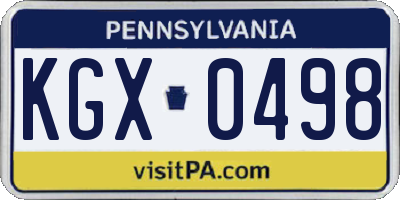 PA license plate KGX0498