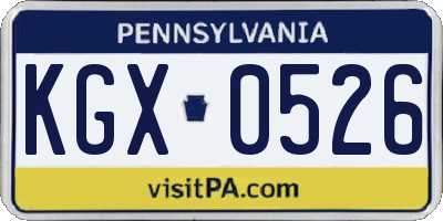 PA license plate KGX0526
