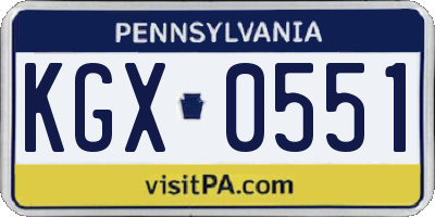 PA license plate KGX0551