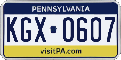PA license plate KGX0607