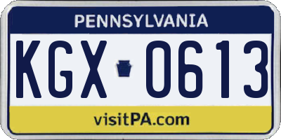 PA license plate KGX0613