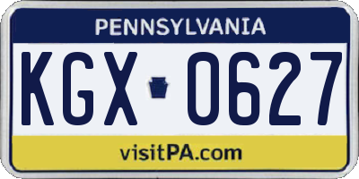 PA license plate KGX0627