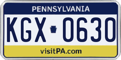 PA license plate KGX0630