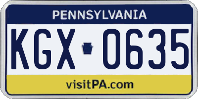 PA license plate KGX0635