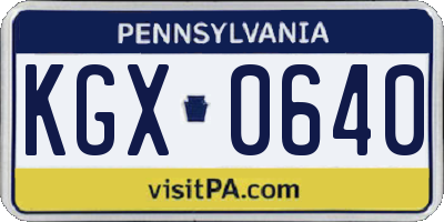PA license plate KGX0640
